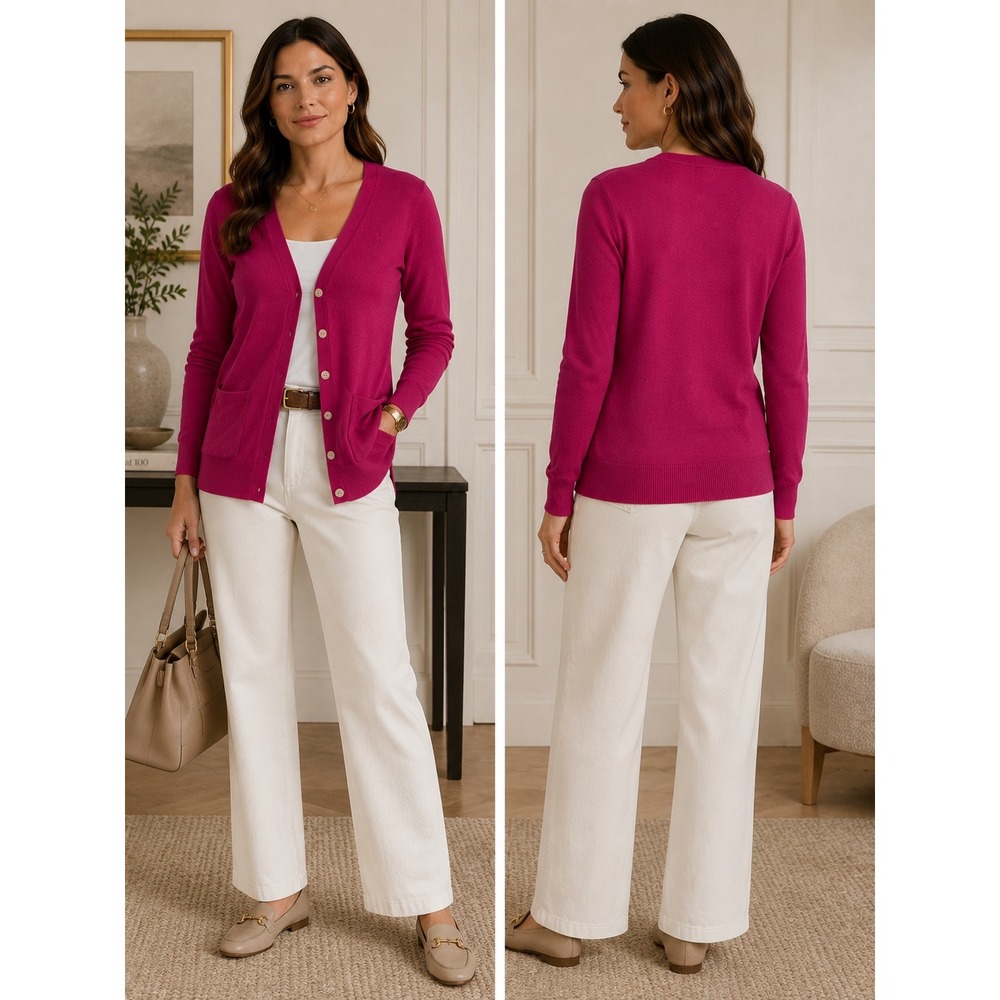 Ralph Lauren Sport Pink Cotton Linen Cardigan Sweater Old Money Minimalist L